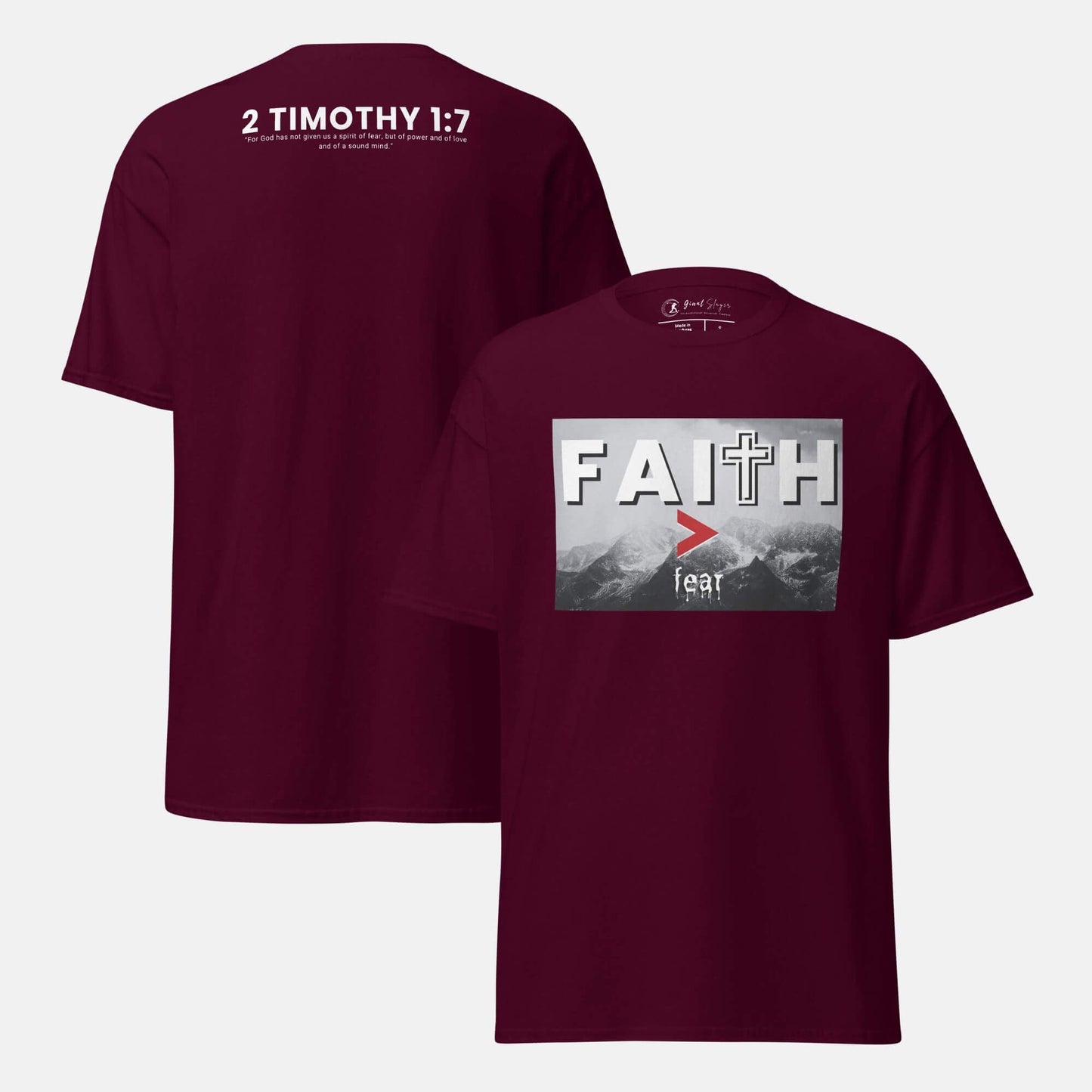 Giant Slayer - Faith Over Fear T-Shirt | Color: Burgundy | Size: S-3XL