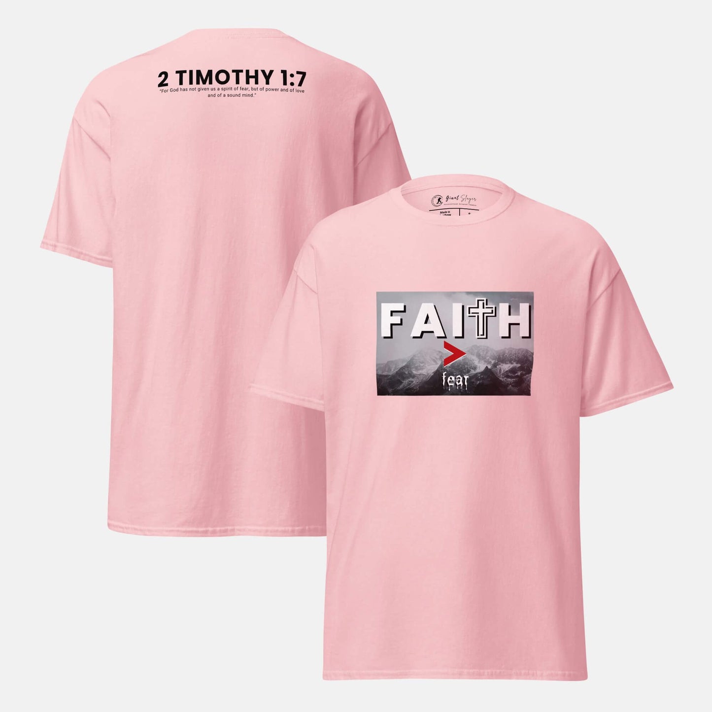 Giant Slayer - Faith Over Fear T-Shirt | Color: Soft Pink | Size: S-3XL