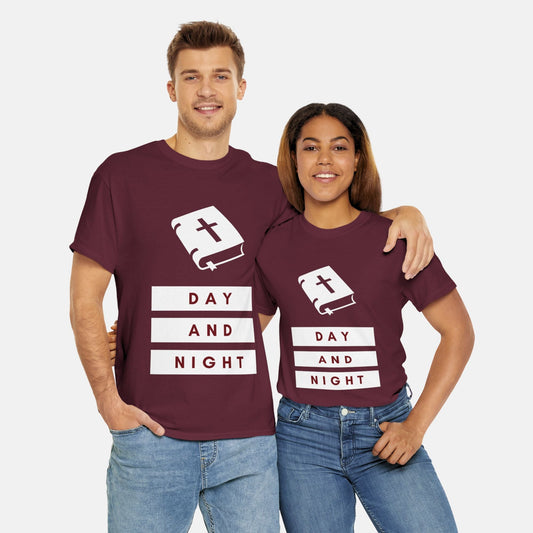Giant Slayer - Bible – Day & Night T-Shirt | Color: Burgundy | Size: S-3XL