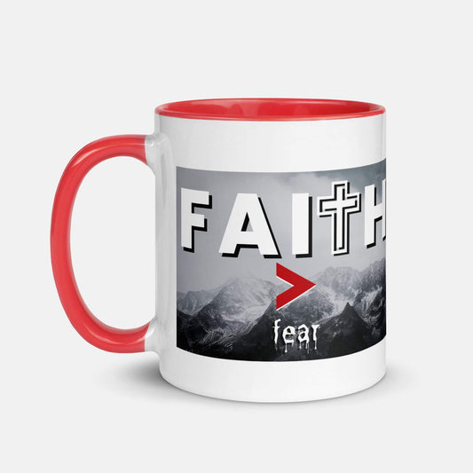 Giant Slayer - Faith Over Fear Ceramic Mug | Color: Red