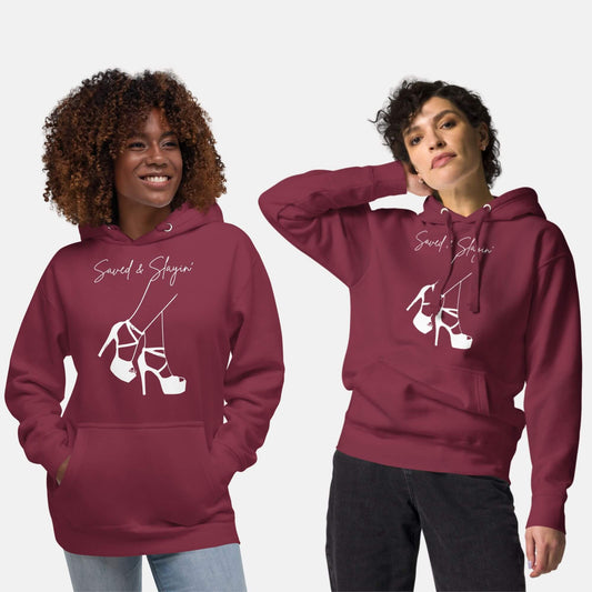 Giant Slayer - Saved & Slayin’ Hoodie | Color: Burgundy | 2 Ladies Showing Front of Hoodie